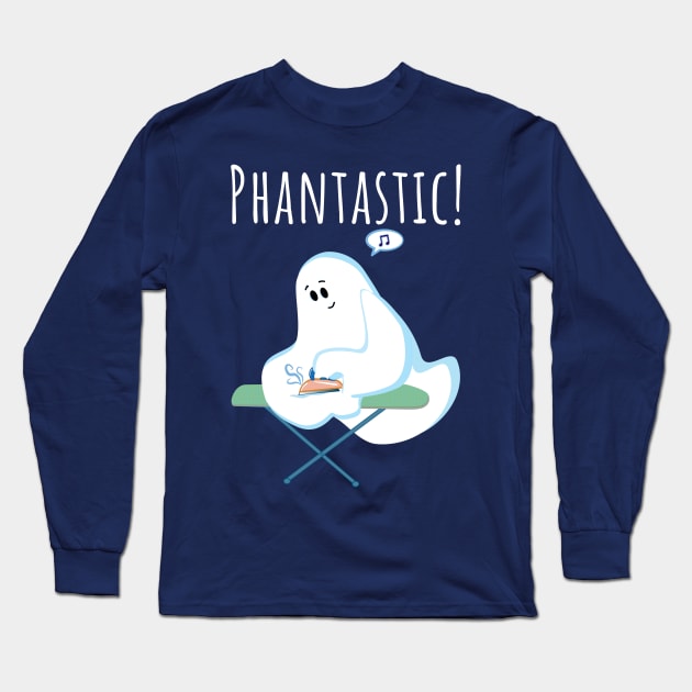 Cute Phantom Ghost Irons His Wrinkles For Halloween Long Sleeve T-Shirt by brodyquixote